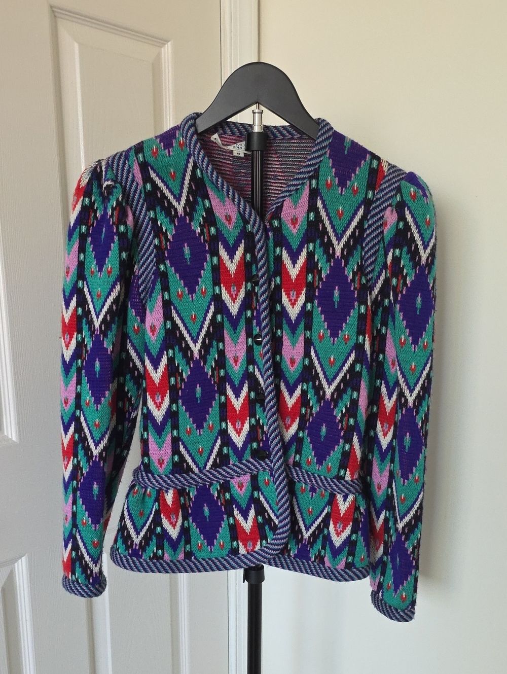 Vintage 80s Reggie Morton Kolo Ikat Knit Peplum Jacket | YSL Runway Style S